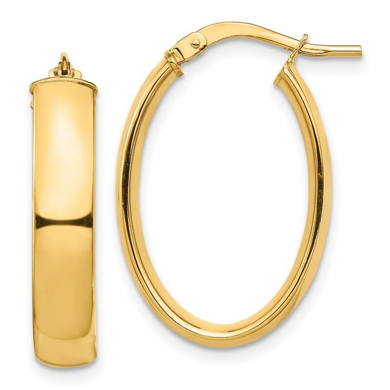 Curata 14k Yellow Gold High Polished Oval Hoop Earrings - 25.35x16.77mm