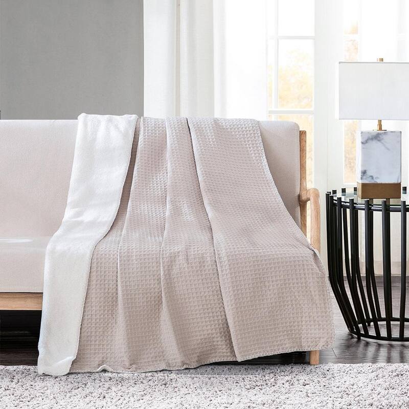 Reversible Faux Fur to Waffle Throw Blanket