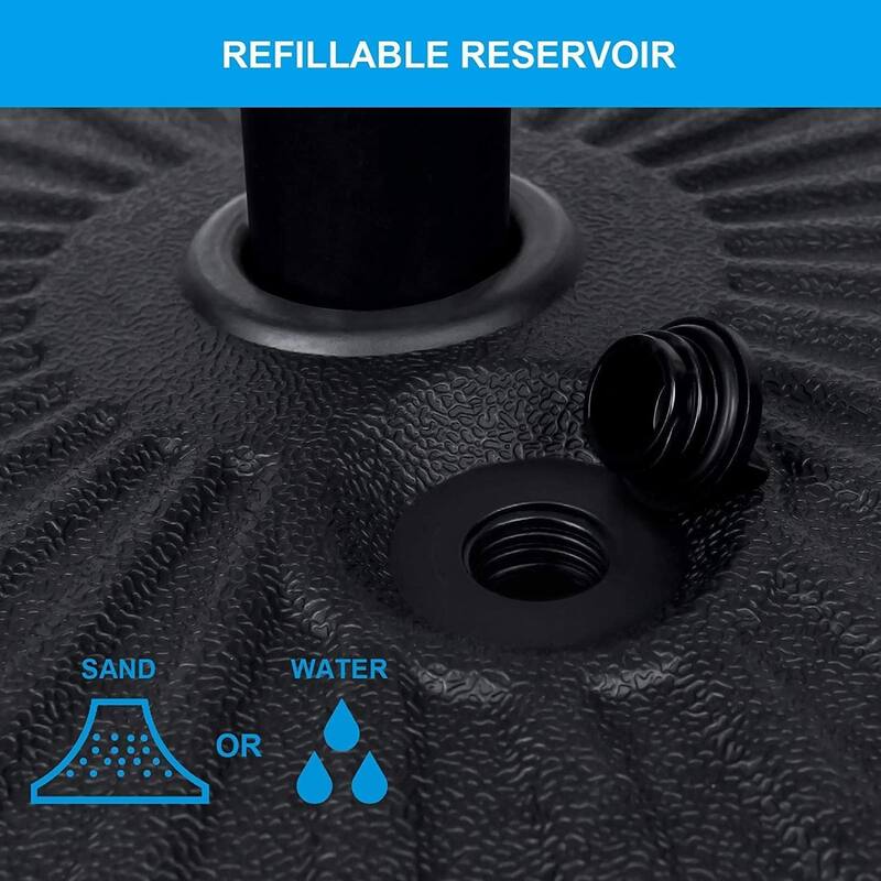 50 lbs. Plastic Market Patio Umbrella Base in Black, 20" Patio Umbrella Base for Outdoor Lawn, Garden, Round, 2 Pack