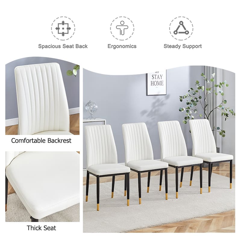 Faux Leather Dining Chairs Set of 4, Upholstered Dining Room Chairs with Metal Legs, Modern Side Chairs for Dining Room, Kitchen