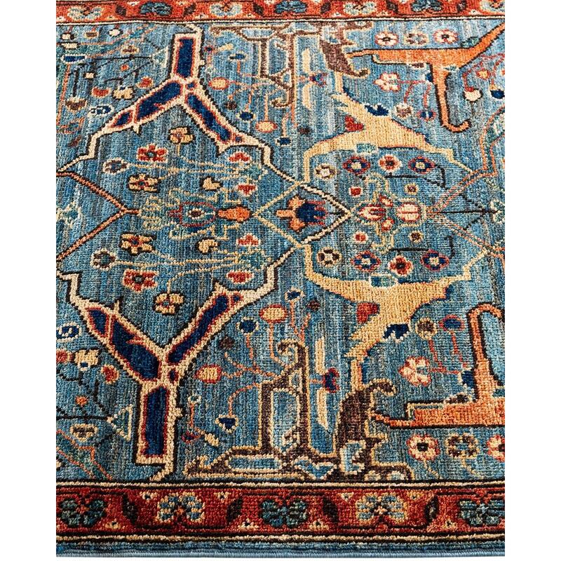Serapi One-of-a-Kind Hand-Knotted Runner Rug - Light Blue, 2' 8" x 9' 9" - 2' 8" x 9' 9"
