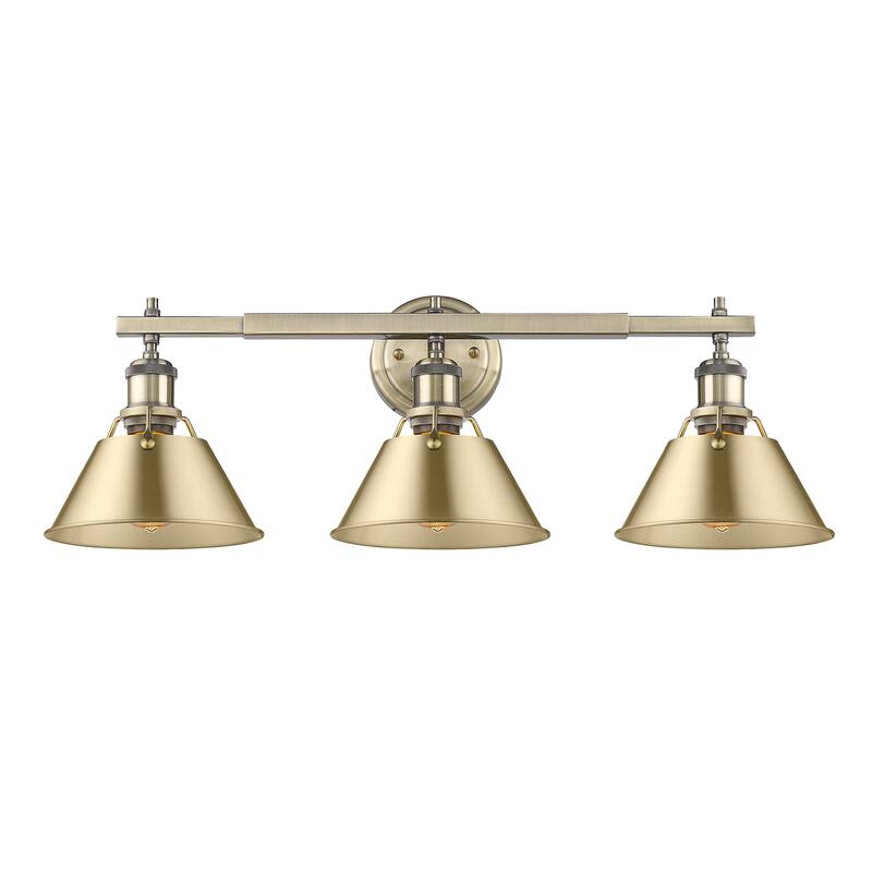 Orwell 3-Light Vanity Light in Aged Brass with Brushed Champagne Bronze - Gold