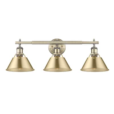 Orwell 3-Light Vanity Light in Aged Brass with Brushed Champagne Bronze - Gold