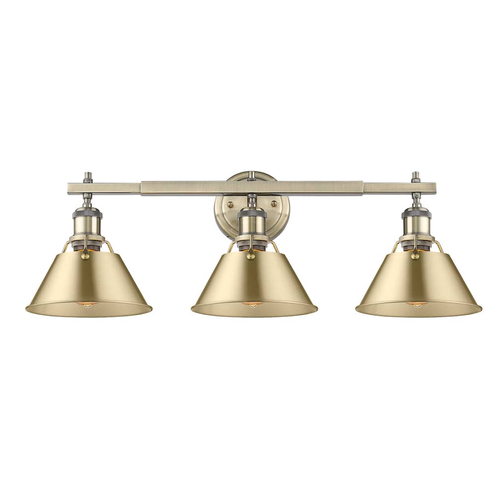 Orwell 3-Light Vanity Light in Aged Brass with Brushed Champagne Bronze - Gold