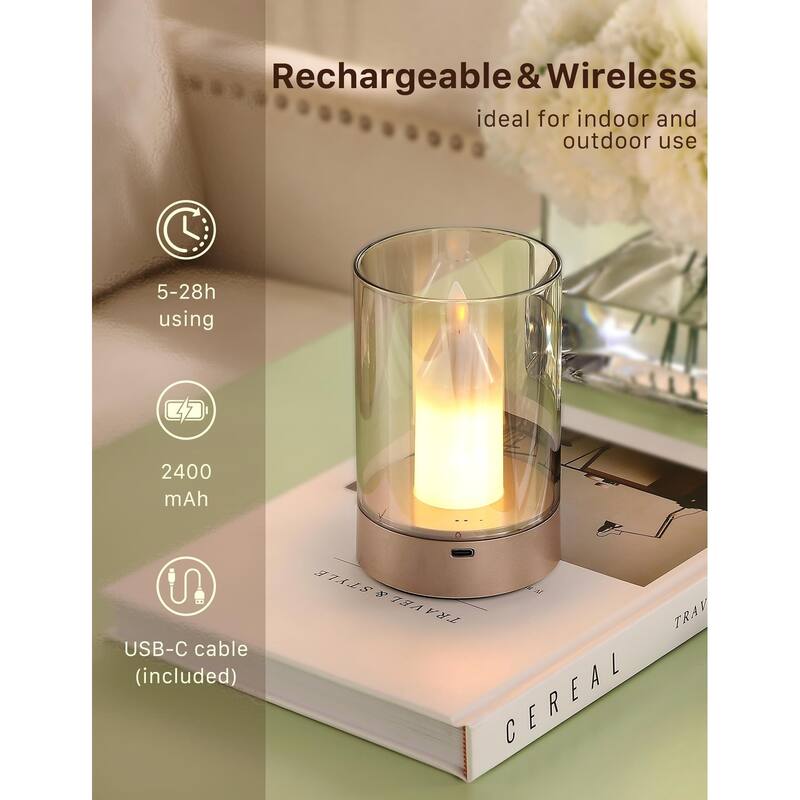 Candle Sensor Control Table Lamp Bedside Night Light - 5" H