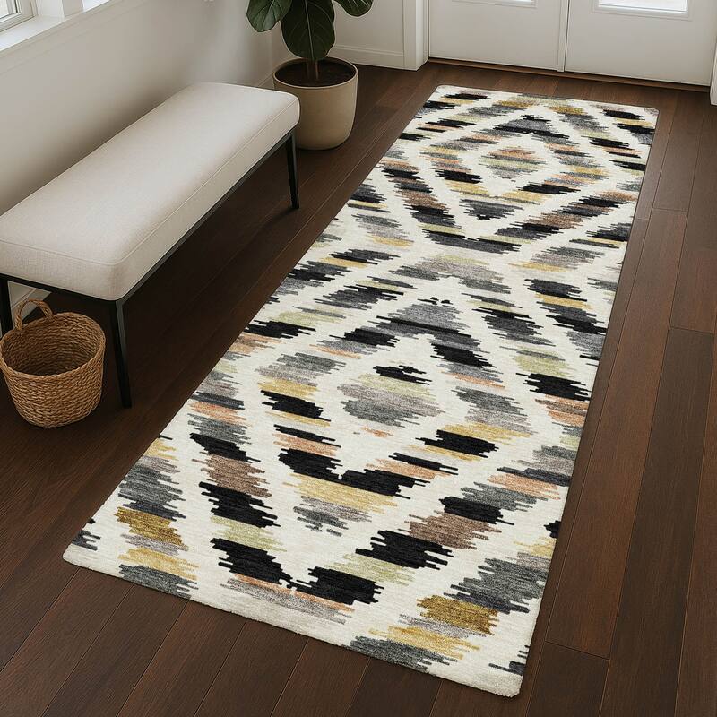 Machine Washable Indoor/ Outdoor Global Diamdon Chantille Rug