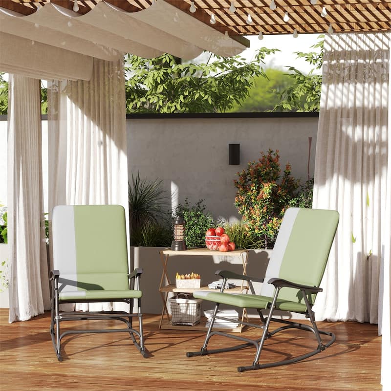 Set of Two Oversized Outdoor Rocking Chairs Steel Frame 600D Oxford Cloth and PP Cotton - 27.6" W x 42.9" D x 36.6" H