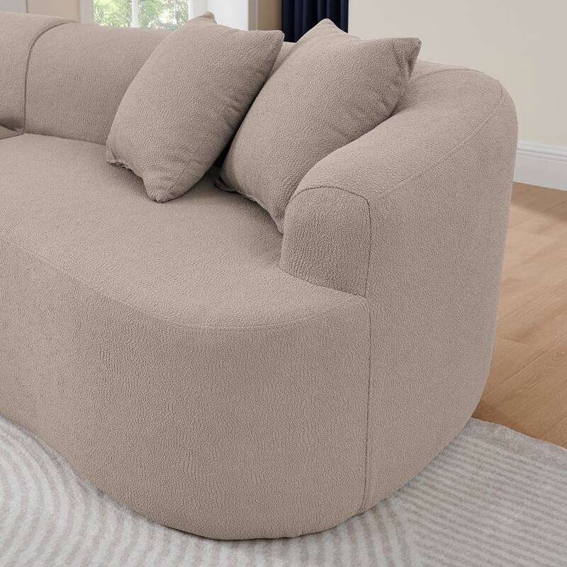 Lamb Wool Fabric Curved Sectional Sofa Modular Compressed Couch