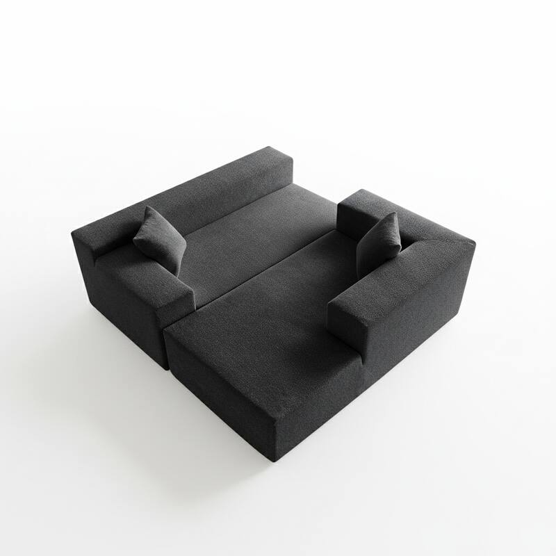 103.54" L-Shaped Modern High-Density Sponge Velvet Modular Sectional Sofa with Chaise & Pillows