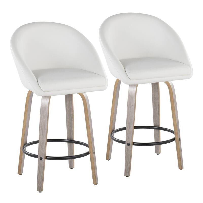 Carson Carrington Livesey High Back 26" Fixed-Height Counter Stool with Bent Wood Legs & Round Footrest (Set of 2)