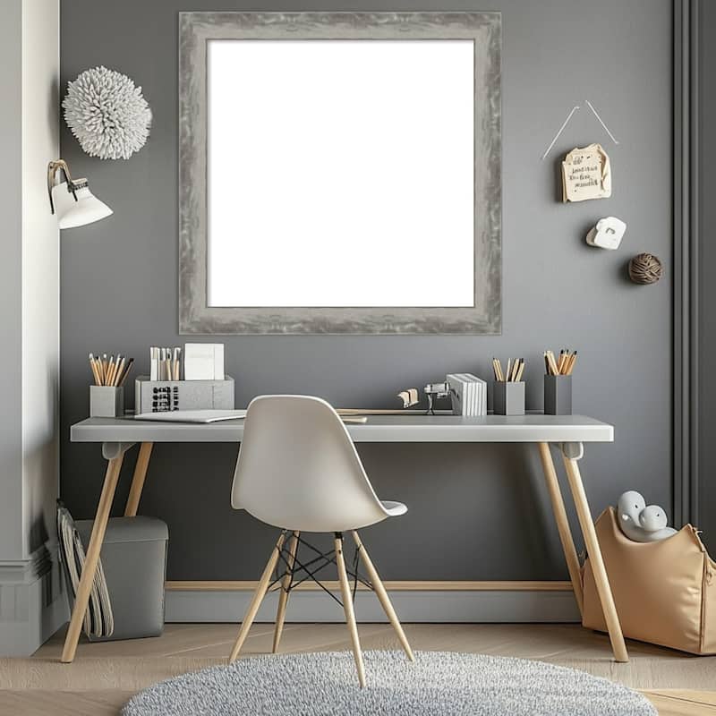 Amanti Art Waveline Silver Narrow Framed Dry Erase Magnetic Board