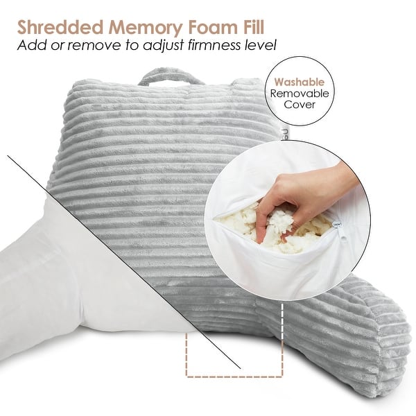 Nestl Cut Plush Striped Reading Pillow - Back Support Shredded Memory ...