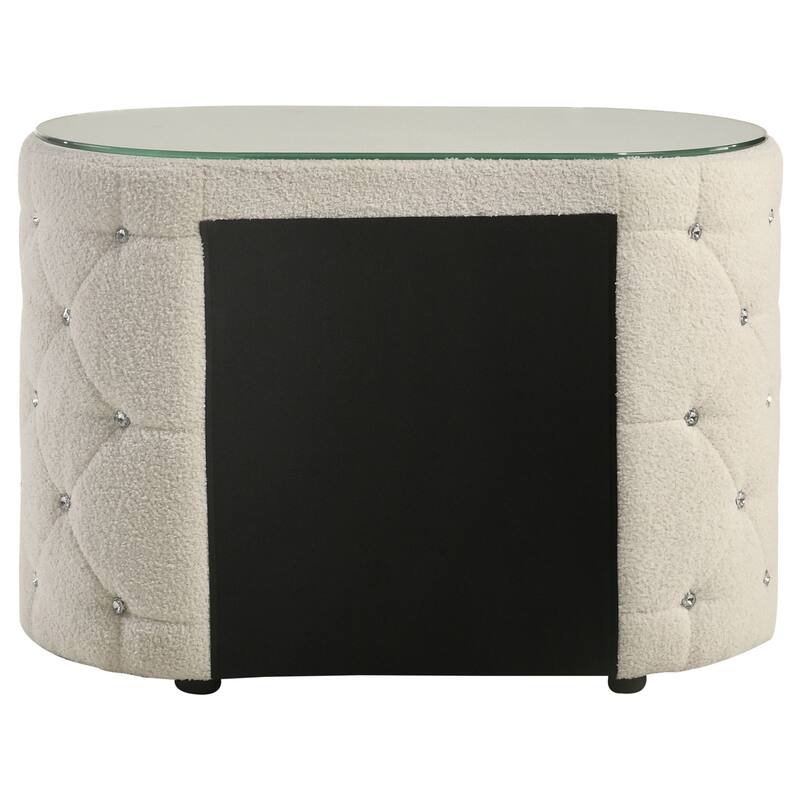 Santiago Ivory 2-drawer Upholstered Nightstand Bedside Table