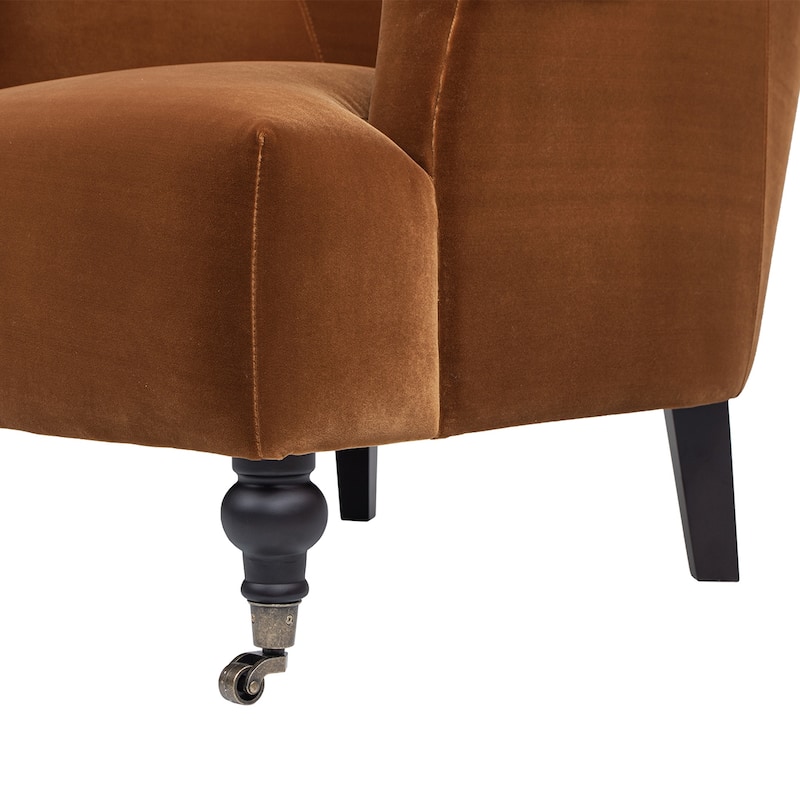 Eloise 30" Transitional Velvet Pleated Sock Arm Accent Chair
