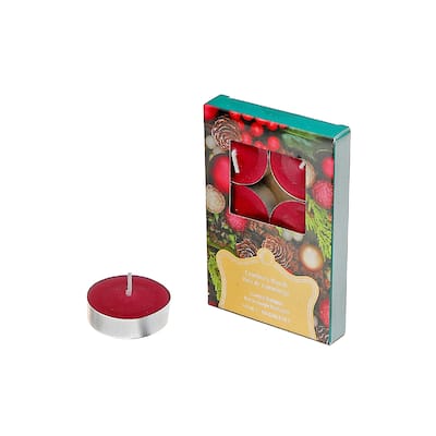 Christmas 6 Pk Scented Tealights Cranberry Woods - Set of 4 - N/A