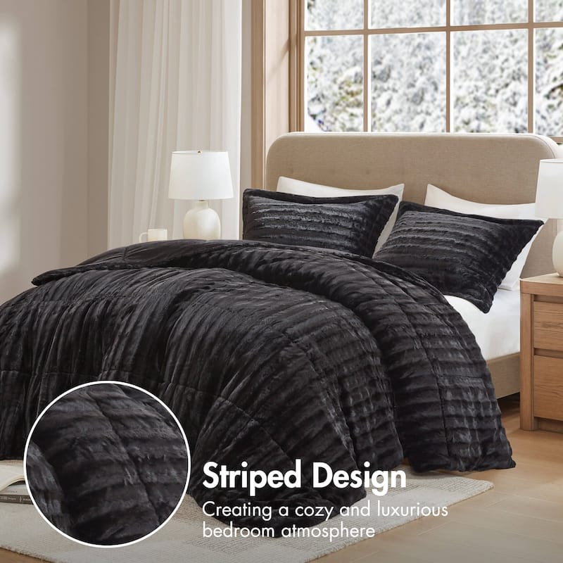Madison Park York Faux Fur Comforter Mini Set