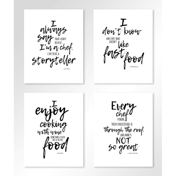 Set Of 4 Decorative Artistic Prints Classic Barkano Chef Kitchen Quotes Inspirational Wall Art Unframed Artwork Famous Chefs Messages Motivational Home Decor Set A Wall Art Posters Prints