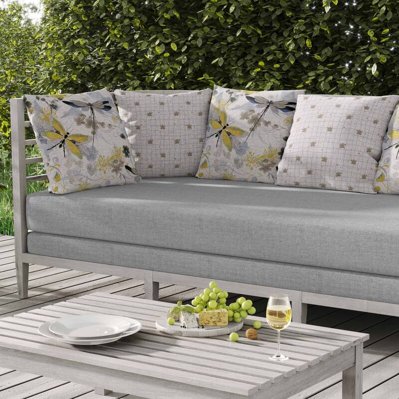 Wings in Motion Indoor/Outdoor Reversible Throw Pillow Yellow and Grey