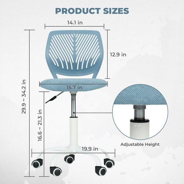dimension image slide 4 of 14, Homy Casa Armless Office Task Chair