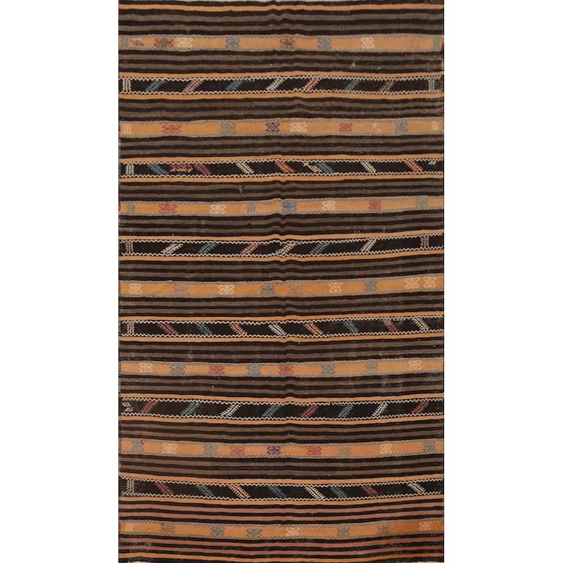 Hand Woven Oriental 100% Wool Carpet Southwestern Tribal Oranges & Rust Kilim Area Rug - 10' 9'' X 6' 4''