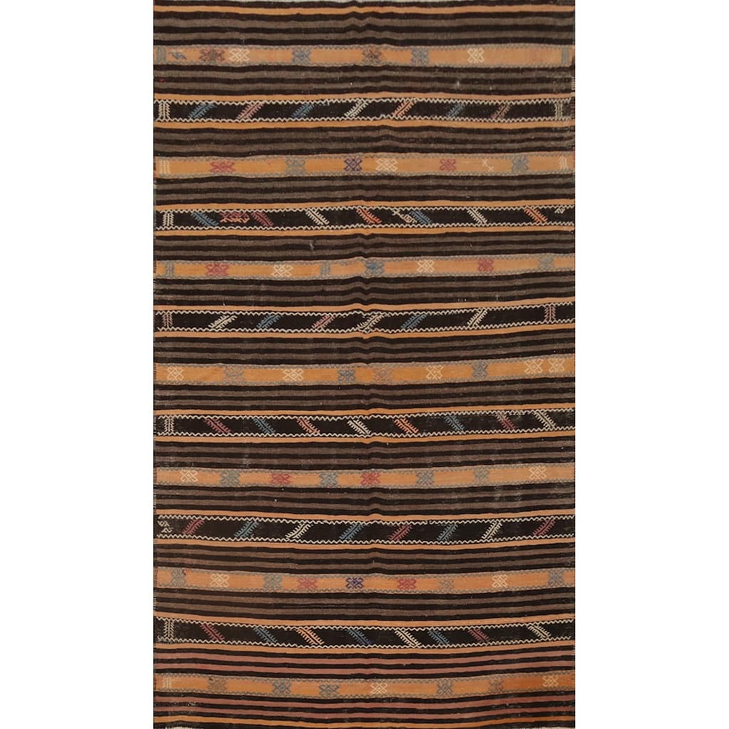 Hand Woven Oriental 100% Wool Carpet Southwestern Tribal Oranges & Rust Kilim Area Rug - 10' 9'' X 6' 4''