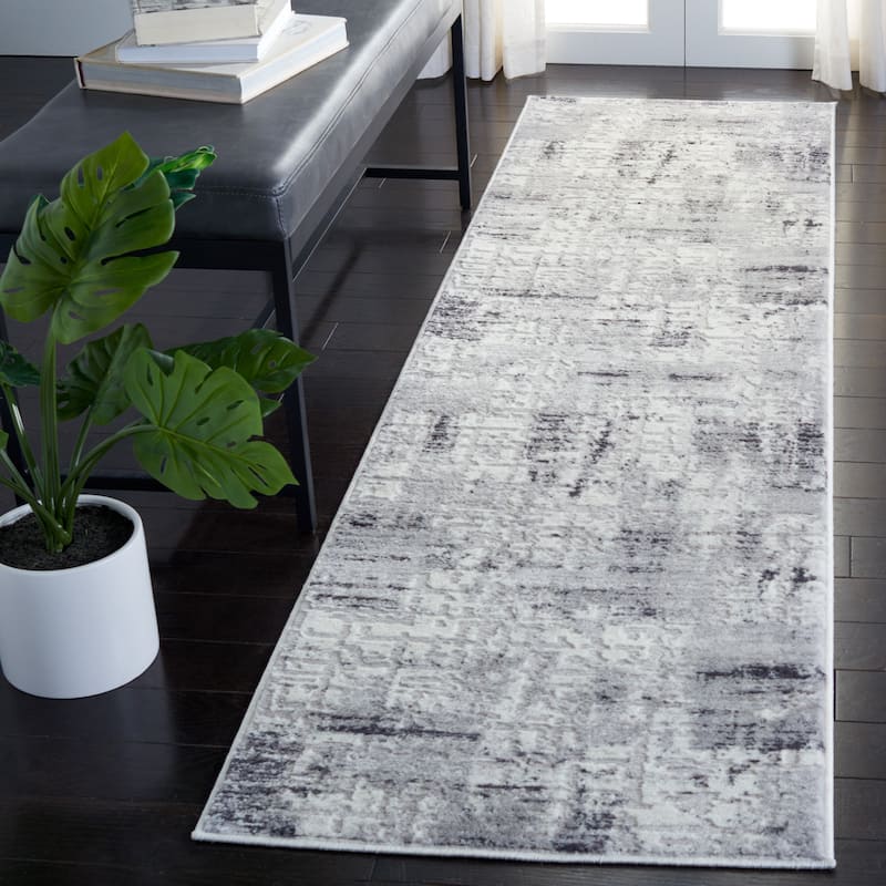 SAFAVIEH Amelia Marjolene Modern Abstract Rug - 2'2" x 8' Runner - Grey/Charcoal