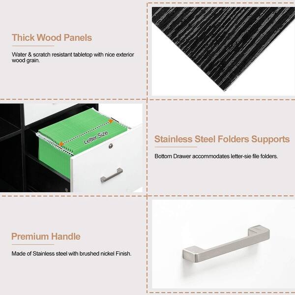 Shop 35 5 Wood File Cabinet With 3 Drawer And 2 Open Shelves Office Storage Cabinet Overstock 32033025