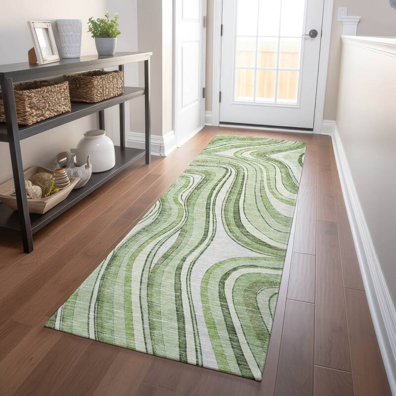 Premium Washable Super Soft Modern Waves Mayfield Rug - Aloe - 2' 3" x 7' 6" - Runner
