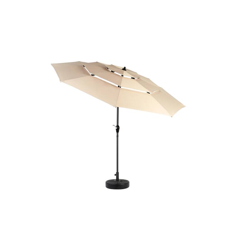 Aluminium 10ft 3 Tier Auto-tilt Umbrella ,Outdoor Patio Umbrella - Market Table Pool Deck Umbrella (Base Not Included)