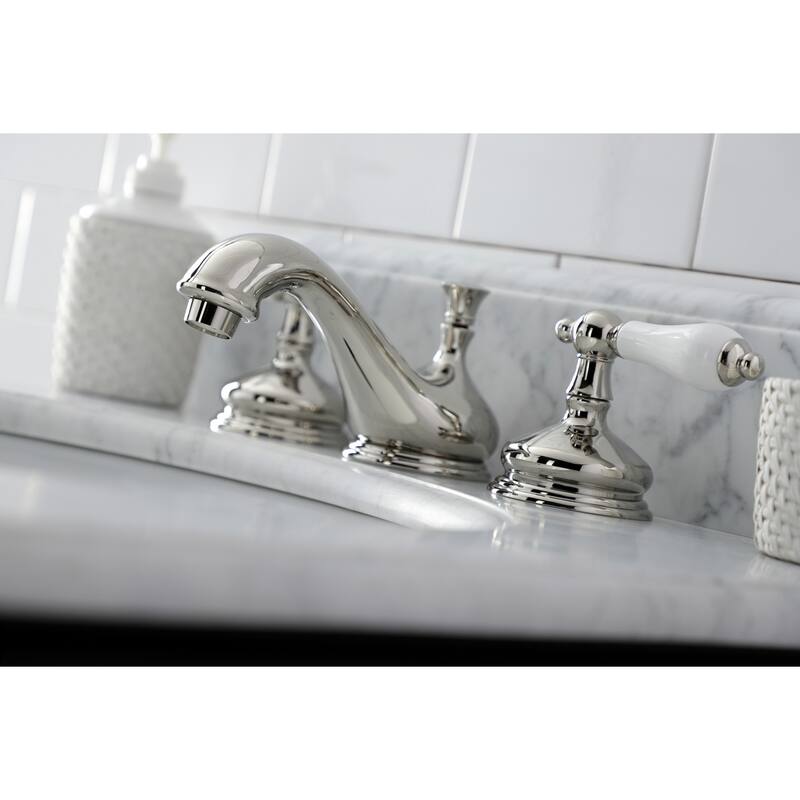 Heritage Deck Mount Widespread Bathroom Faucet with Brass Pop-Up