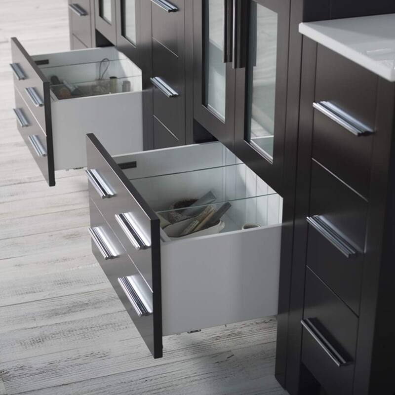 Blossom Sydney 84" Double Sink Vanity w/ 3 side Cabinet & side Mirror