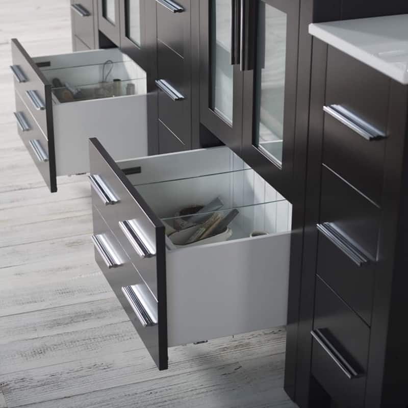 Blossom Sydney 84 Inch Solid Wood Double Sink Vanity with Side Cabinet