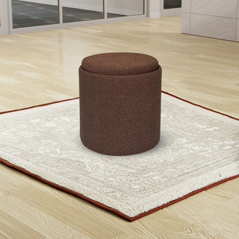 Boucle Tufted Round Storage Ottoman with Removable Tray Foot Stool