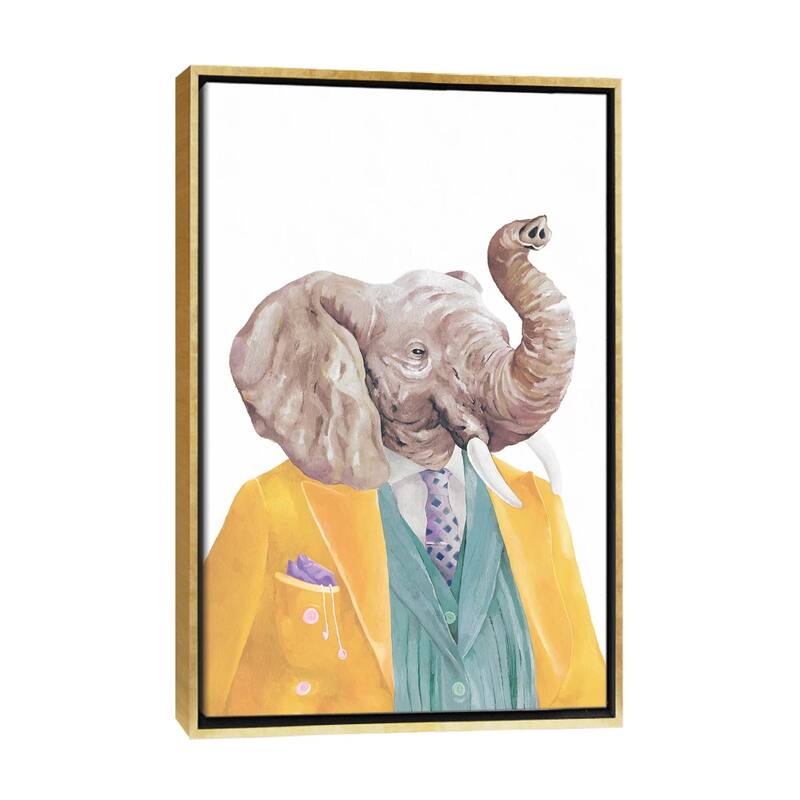 iCanvas "Golden Coated Elephant" by Animal Crew Framed - Gold - 40x26