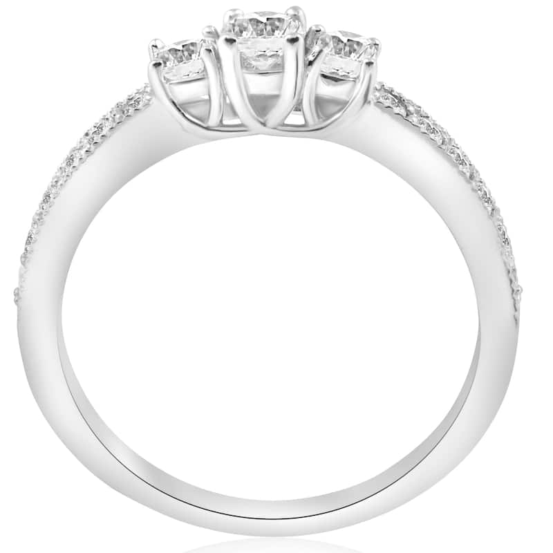 1/2ct 3-Stone Round Diamond Ring White Gold