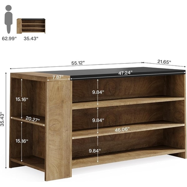 dimension image slide 1 of 2, 55 Inches Farmhouse Kitchen Island with Storage for Kitchen, Dining Room