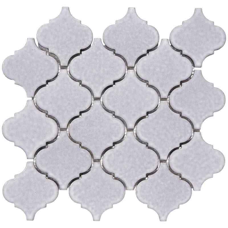 Arabesque 3.3" x 3.4" Porcelain Glossy Mosaic Tile - 5 sheets (4.20 sf) - Light Grey