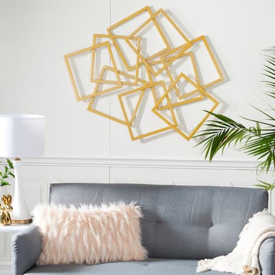 CosmoLiving by Cosmopolitan Gold Metal Overlapping Square Geometric Home Wall Decor