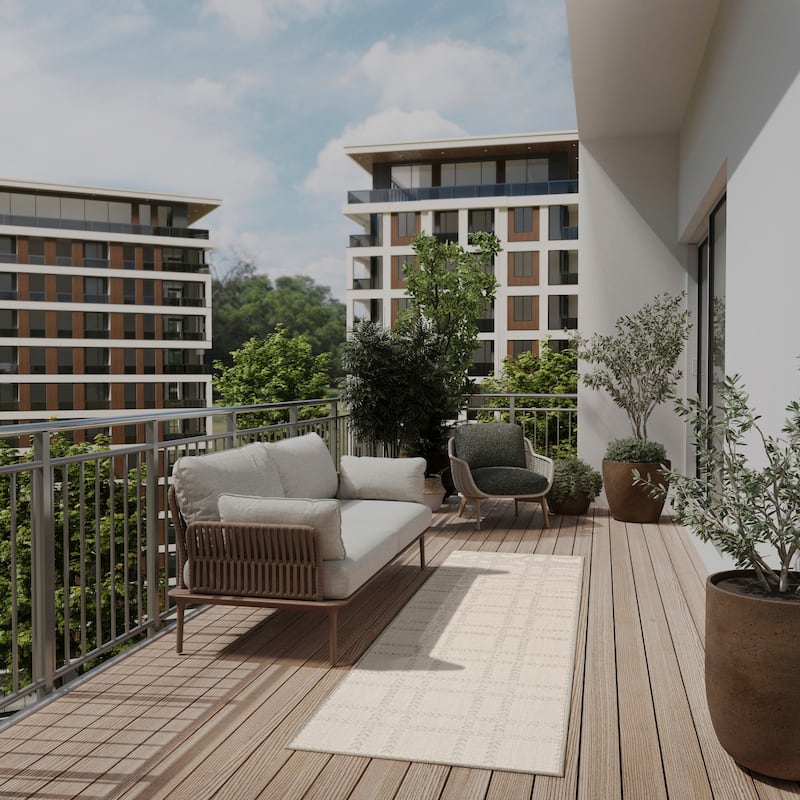 Nourison Horizon Indoor/Outdoor Geometric Area Rug - 2' x 6' - Grey