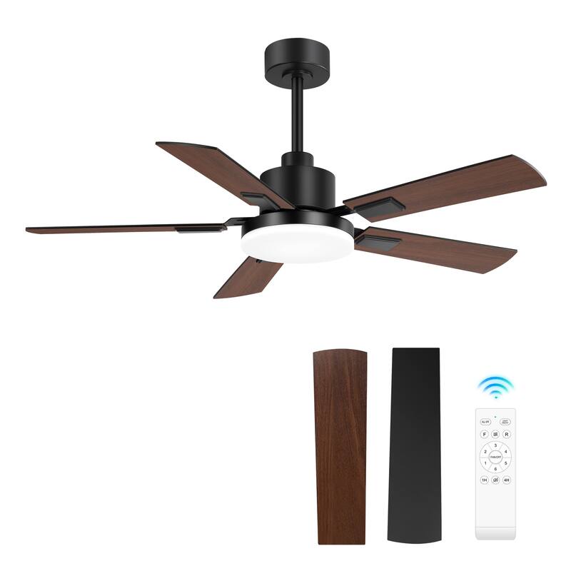 48/52/60-inch Modern Ceiling Fan with LED Light and Remote (3/5/6 Reversible Blades)