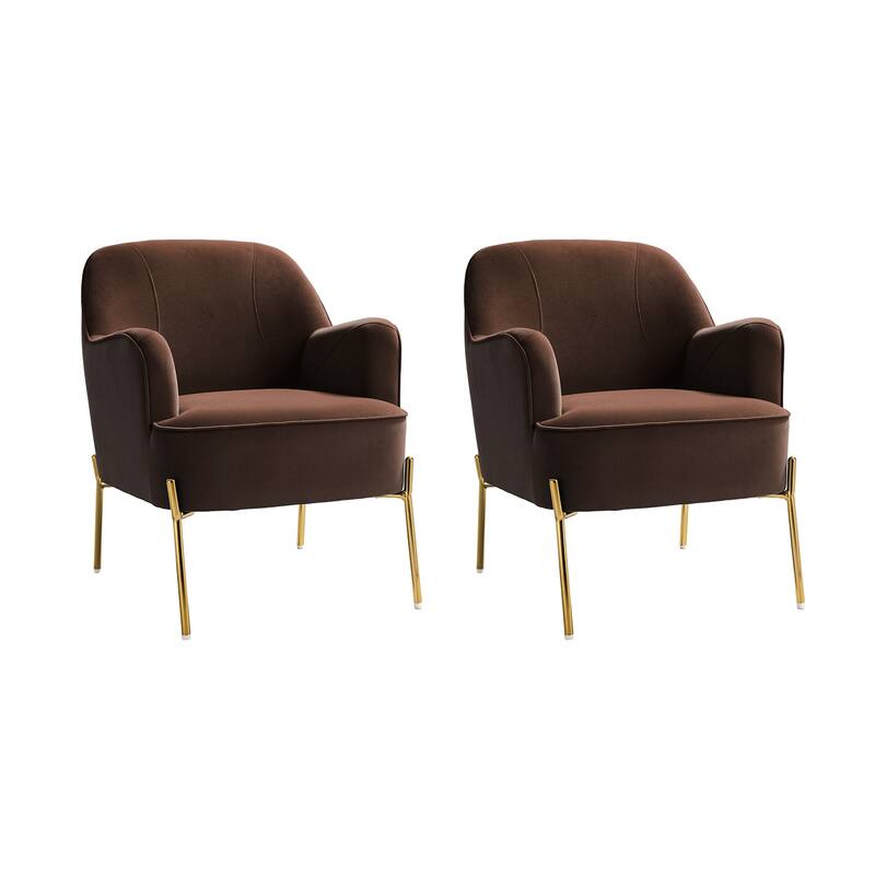 Marina Modern Velvet Accent Chair with Golden Legs Set of 2 by HULALA HOME