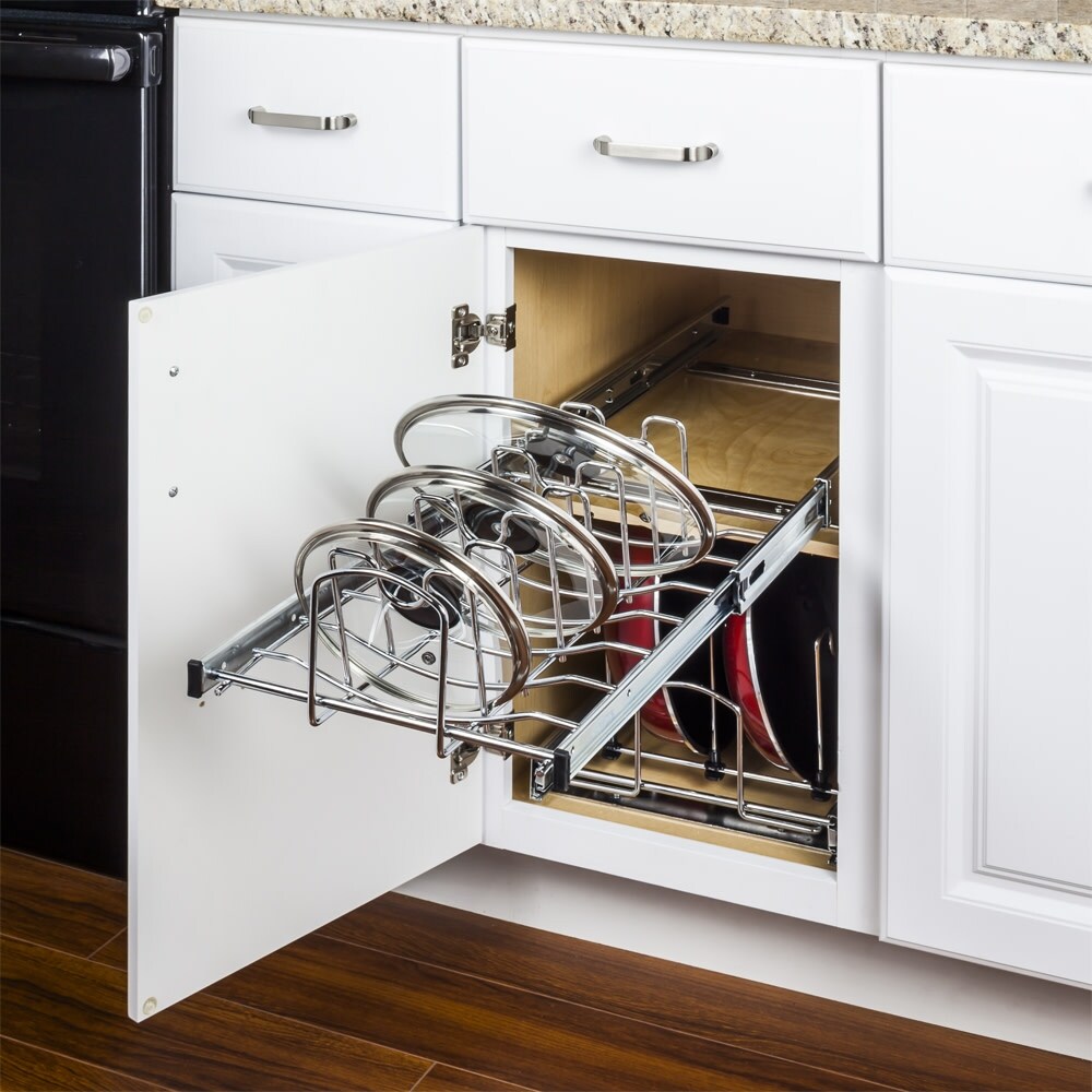 Hardware Resources Pull Out Cookware Lid Organizer for 15 to 18 Inch