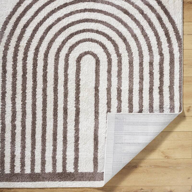 Livabliss Scandinavian Fossay Shag Stripe Washable Area Rug