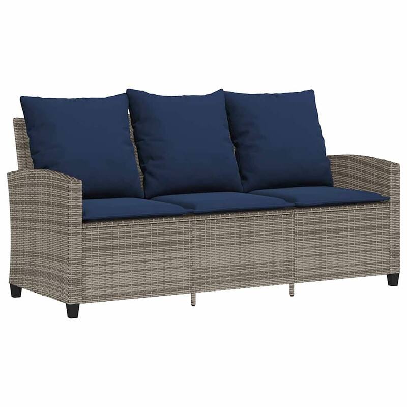 vidaXL 6 Piece Patio Sofa Set with Cushions Black/Brown/Gray Poly Rattan