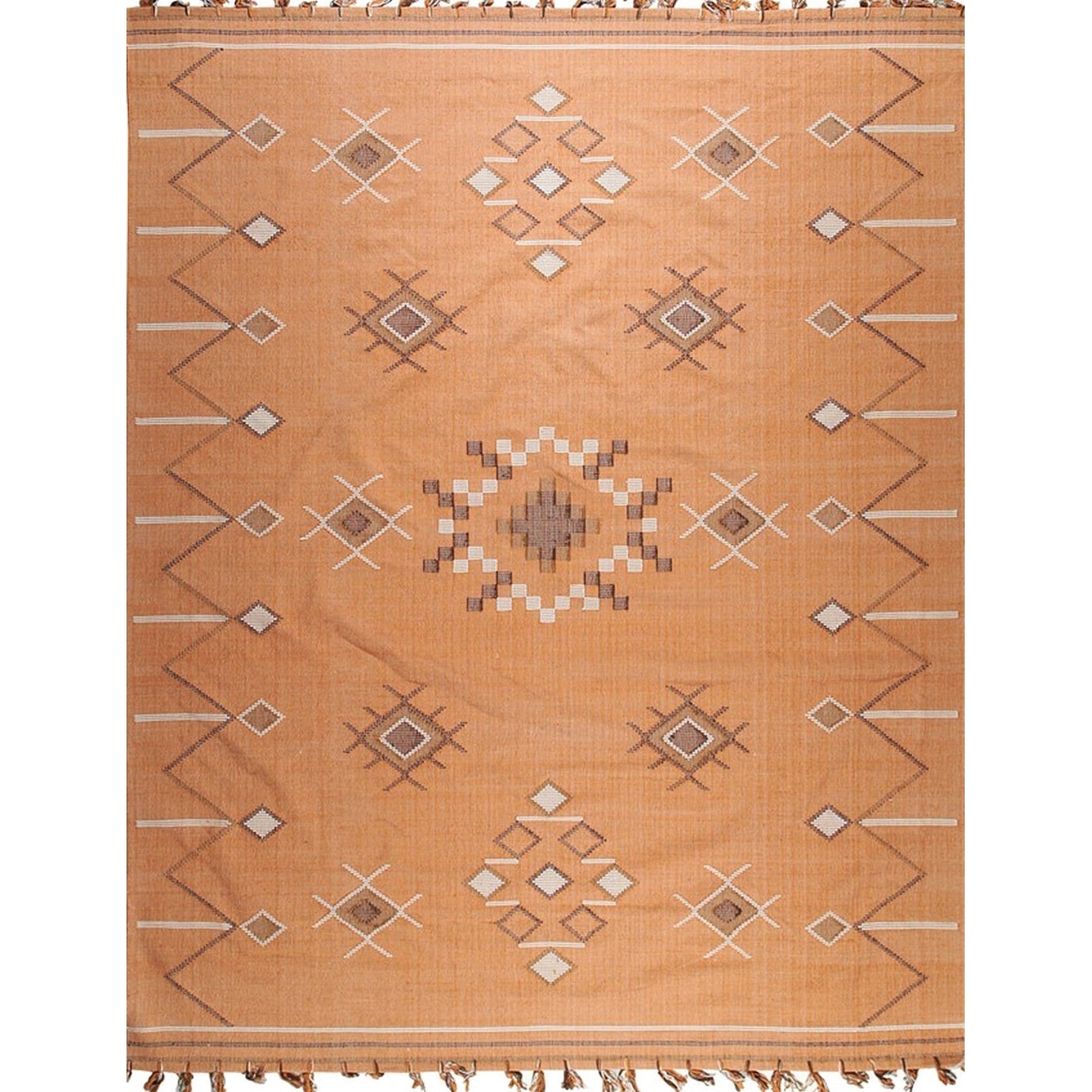 Hand-Knotted Cotton Flat Weave Rug, Coral, Vibrant and Stylish Area Rug for Adding Comfort and Charm to Your Living