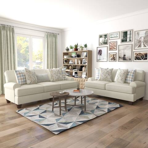 Furniture of America Marais Farmhouse Ivory 2-piece Sofa Set