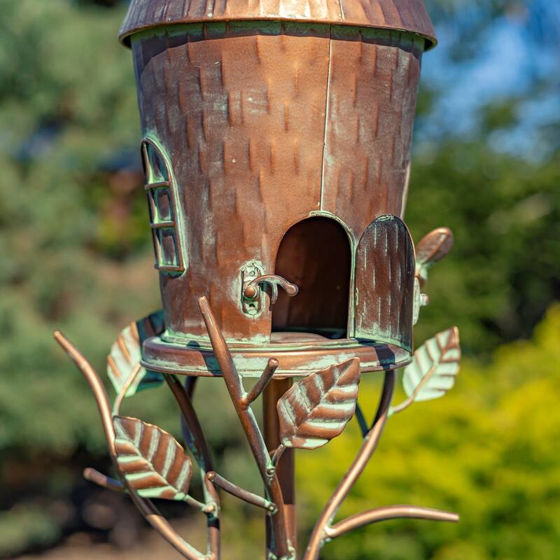 70.5" Tall Multi-Tiered Conical Roof Birdhouse Stake "Budapest" - 6.5" L x 6" W x 70.5" H
