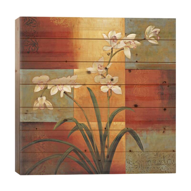 White Orchid Print On Wood by Jill Deveraux - Multi-Color - 26x26x1.5
