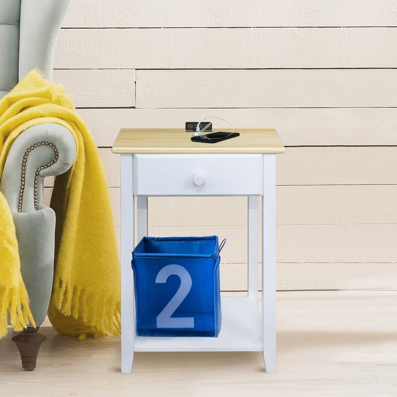 Night Owl 1-drawer Solid Wood Nightstand with USB Ports
