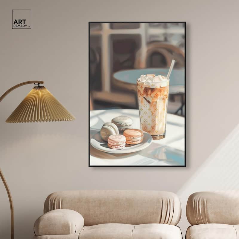 Glam Iced Coffee and Macarons Canvas by Art Remedy